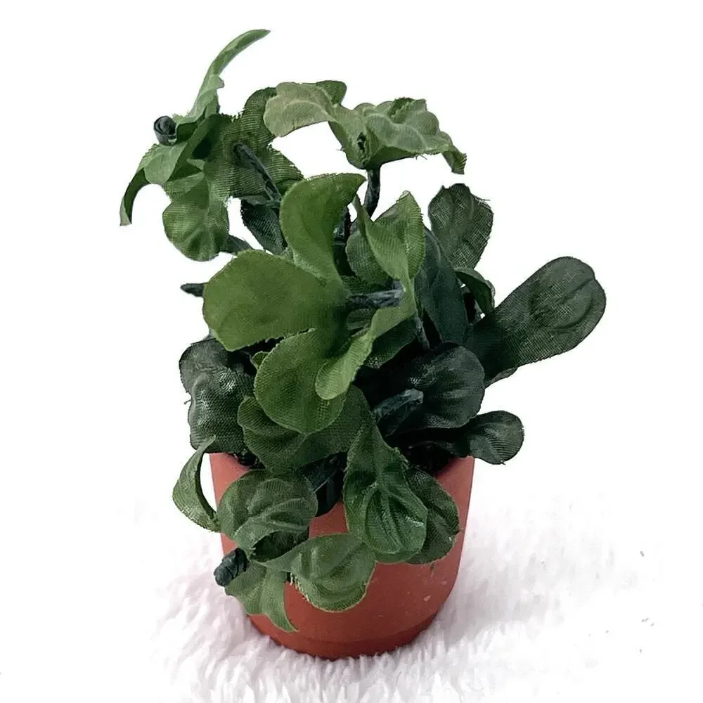 Miniature Potted House Plant in Clay Pot – Dollhouse Accent Decor 1:12